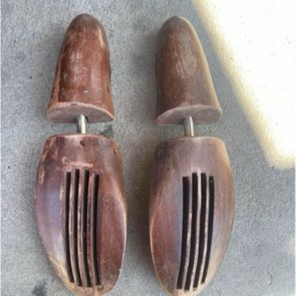 wooden shoe tree forms marked Johnston & Murphy